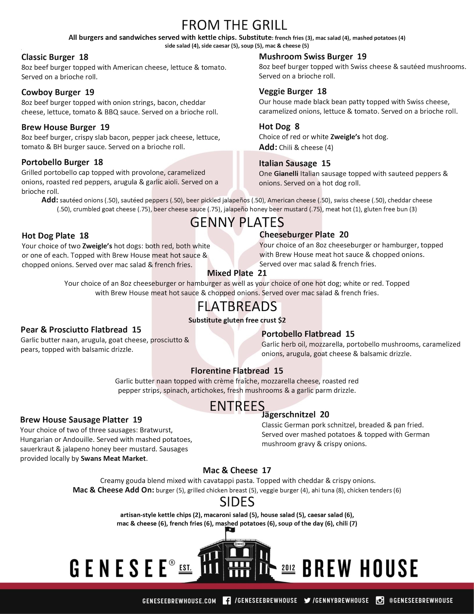 Brew House Menu Page 2